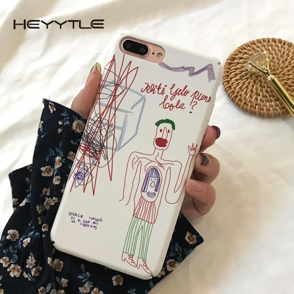 

Heyytle Graffiti Phone Cover For Apple iPhone X 8 7 6S 6 Plus Case Cute Fashion Slim Case Hard PC Back Phone Cover For iPhone 10