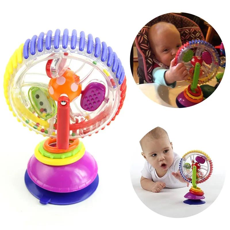 Новорожденных игрушка-погремушка триколор вращающиеся колеса обозрения присоски Развивающие игрушки для 0-12 месяцев ребенок BM88