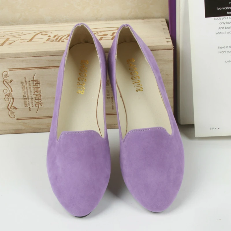 

Ngouxm Women's Ballet Flats Shoes Woman Candy Color Suede Loafers Spring autumn Flat Comfortable Soft ladies Shoes Big Size