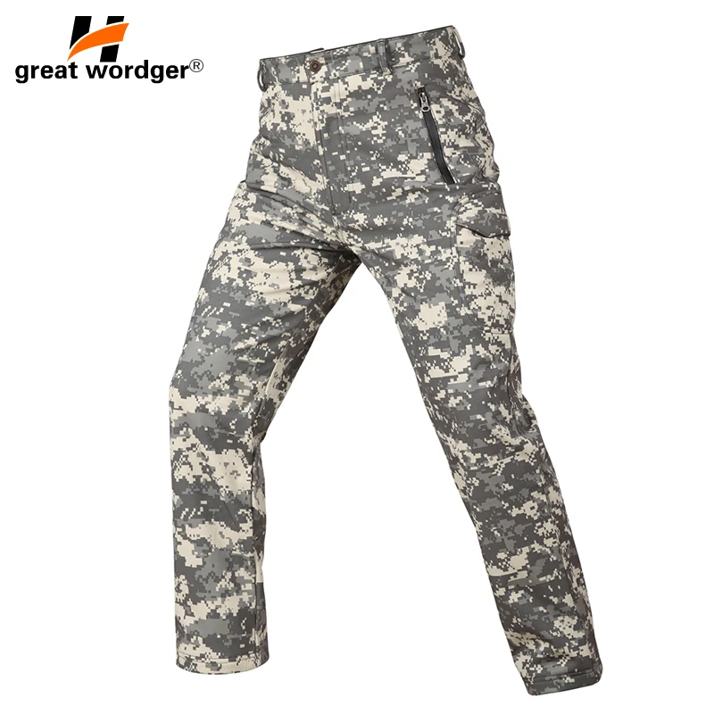 

Outdoor Sports TAD Shark Skin Soft Shell Winter Fleece Pants Tactical Military Camo Pants Men Windproof Warm Tactical Trousers