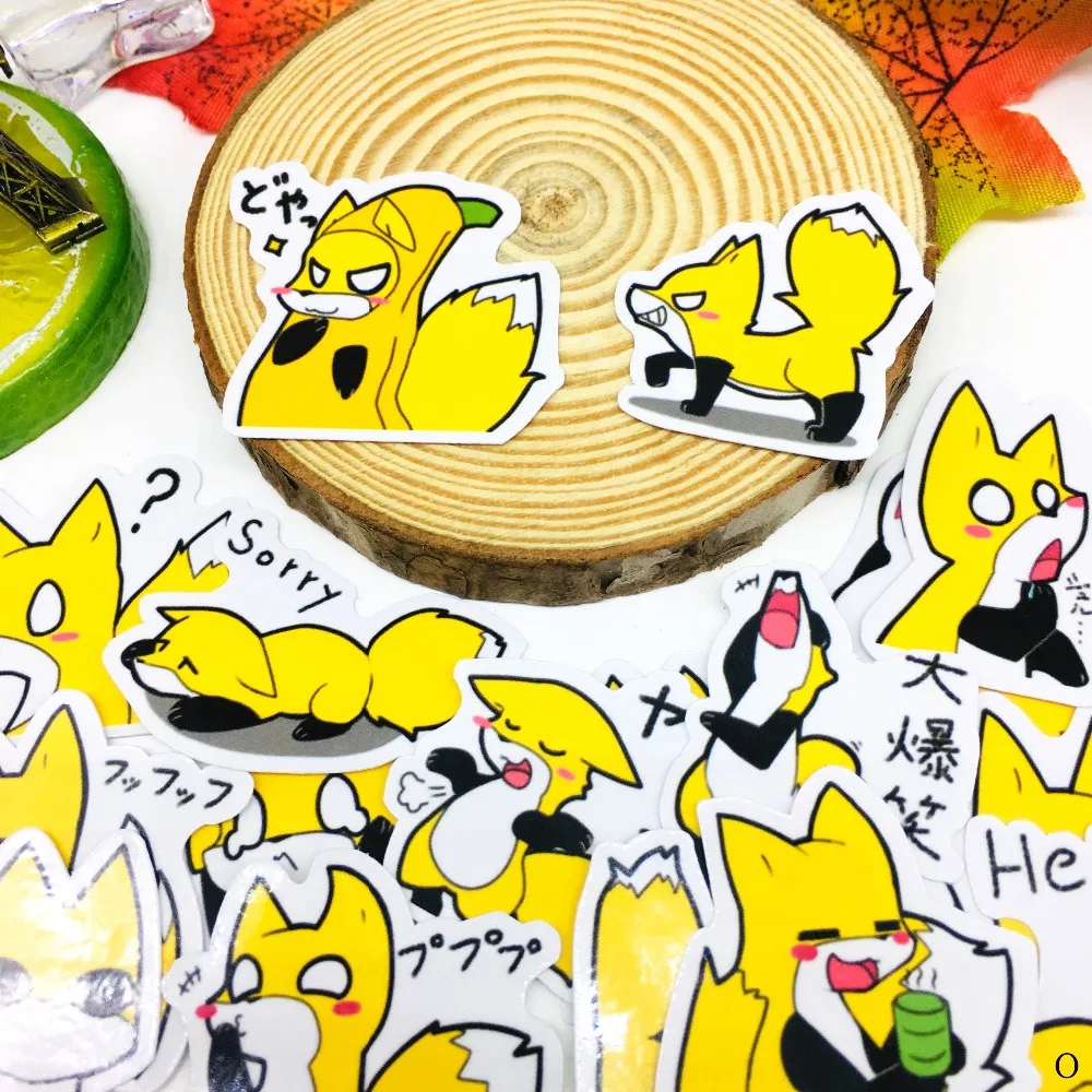 40 PCS Cartoon yellow fox Sticker Anime Icon Stickers Gifts for Children to Laptop Suitcase Guitar Fridge Bicycle Car toy | Игрушки и