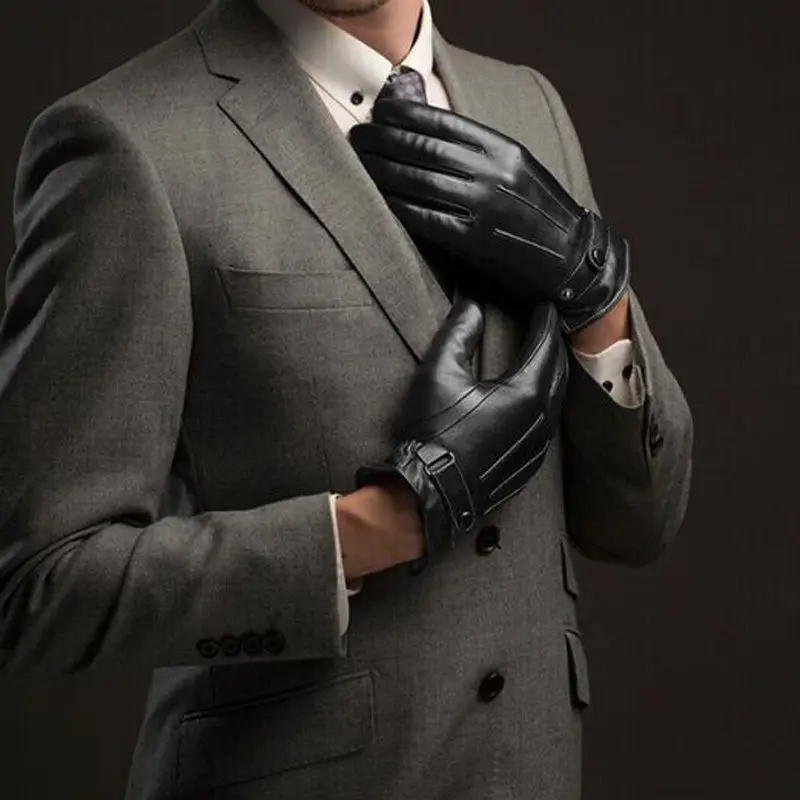 Популярные мужские и женские облегающие перчатки из натуральной кожи с сенсорным экраном с гоночными водительскими перчатками, зимние теплые ветрозащитные перчатки