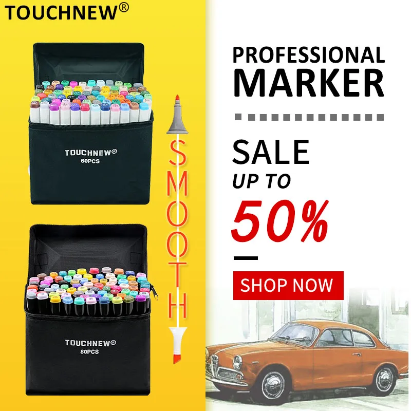 

TOUCHNEW Single Art Markers Pen For Sketching Alcohol Based Markers Dual Head Manga Drawing Pens Art Supplies School Stationery