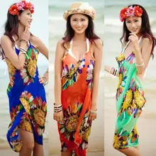 Сексуальный купальник, Пляжное Платье-бикини,, летнее женское Ретро шифоновое бикини с цветочным рисунком, платье для отдыха