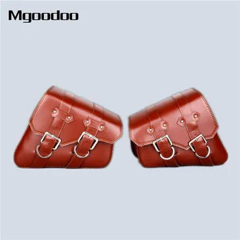 

Motorcycle Saddle Bags PU Leather Saddlebag Cruiser Side Storage Tool Pouches For XL883 XL1200