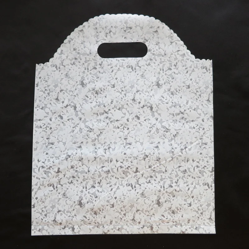 50 шт прекрасный цветочный Подарочный мешок, утолщенная пластиковая сумка для переноски, хозяйственная сумка - Цвет: White floral
