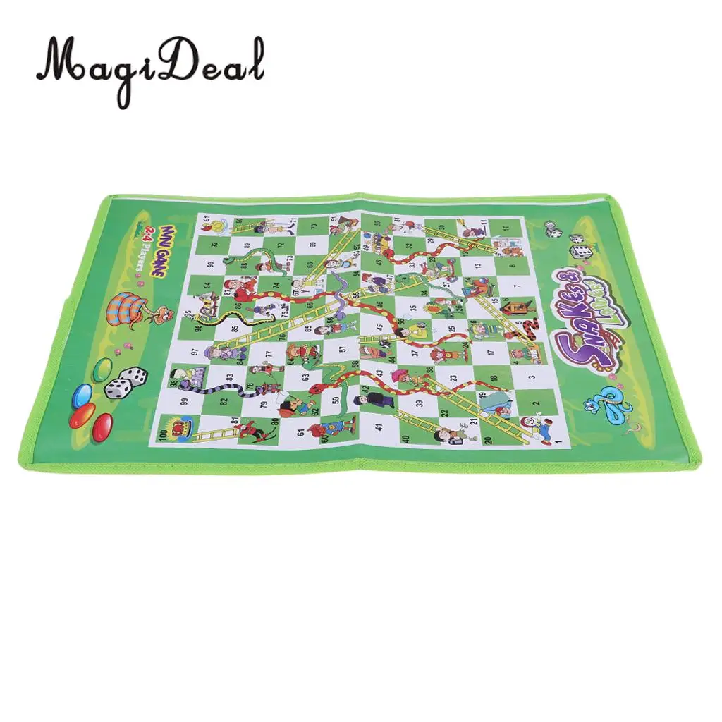 Outdoor Mini Travel Chess Ludo Game SNAKE & LADDER 38cm x 27cm Foldable Pocket Pack Birthday Christmas Gift Kids Children Toy