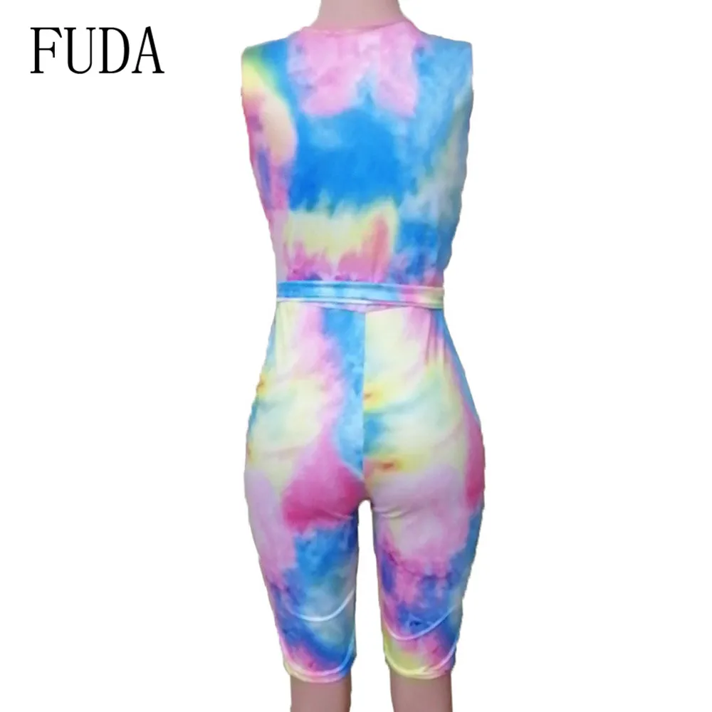 FUDA Blue Vintage Jumpsuits with Belt for Women Sexy Deep V-neck Hollow Out Bodycon Bandage Playsuits Summer Retro Overalls FUDA Blue Vintage Jumpsuits with Belt for Women Sexy Deep V-neck Hollow Out Bodycon Bandage Playsuits Summer Retro Overalls