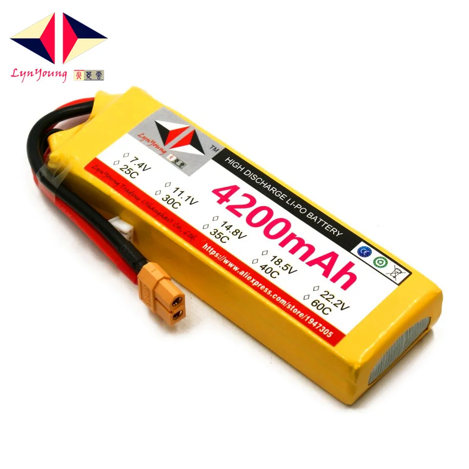LYNYOUNG Rc 3S lipo battery11 1V 35C 4200mAh for Boat Truck Helicopter airplane