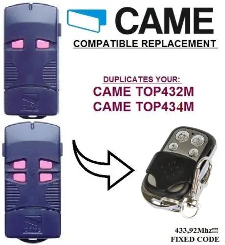 

CAME TOP432M, CAME TOP434M Universal remote control transmitter replacement clone duplicator 433.92MHz fixed code key fobs