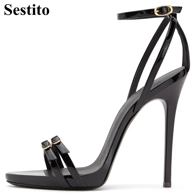 

Women Fashion Solid Peep Toe Narrow Band High Heels Sandals Summer Super High Thin Heels Buckle Strap Cover Heel Dress Shoes