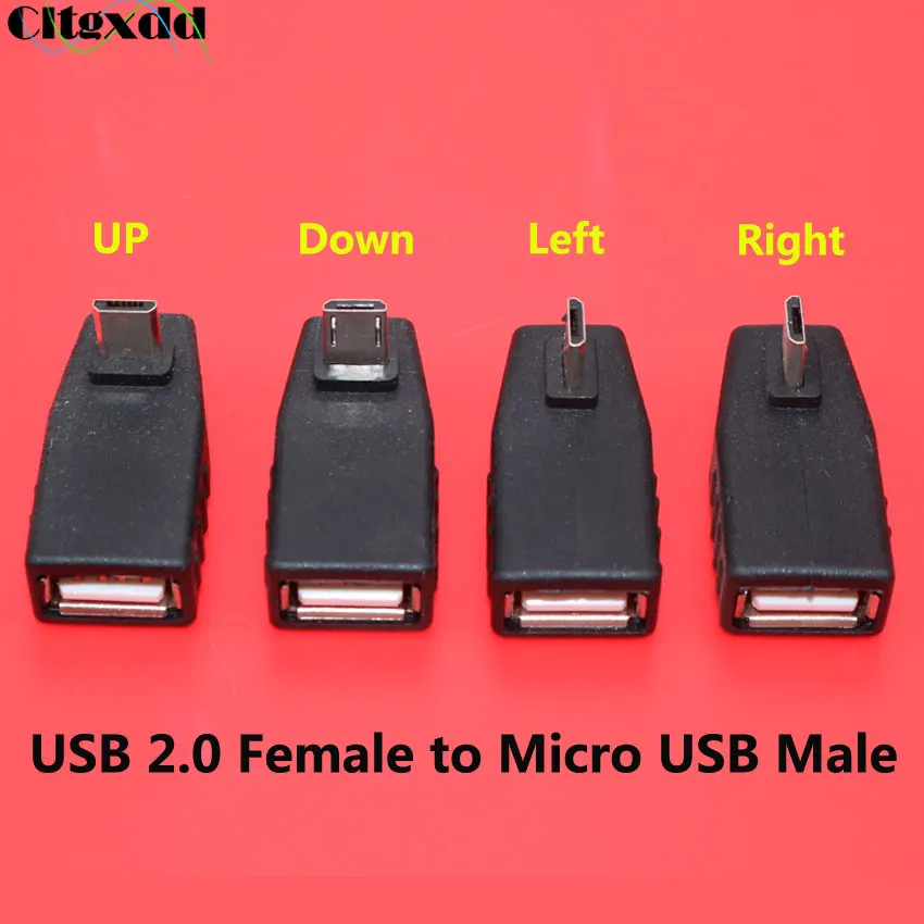 

Cltgxdd 1pcs USB 2.0 A Female to Micro USB 5 Pin B Male Plug OTG Host Adapter Connector Left / Right / UP / Down Angle Black