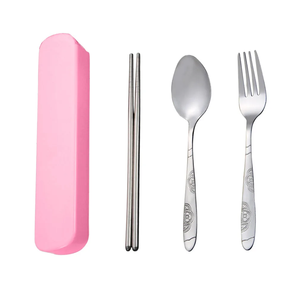 

Lightweight Tool Stainless Steel Camping Travel Fork Spoon Chopsticks Dinnerware With Case Tableware Set Restaurant Outdoor