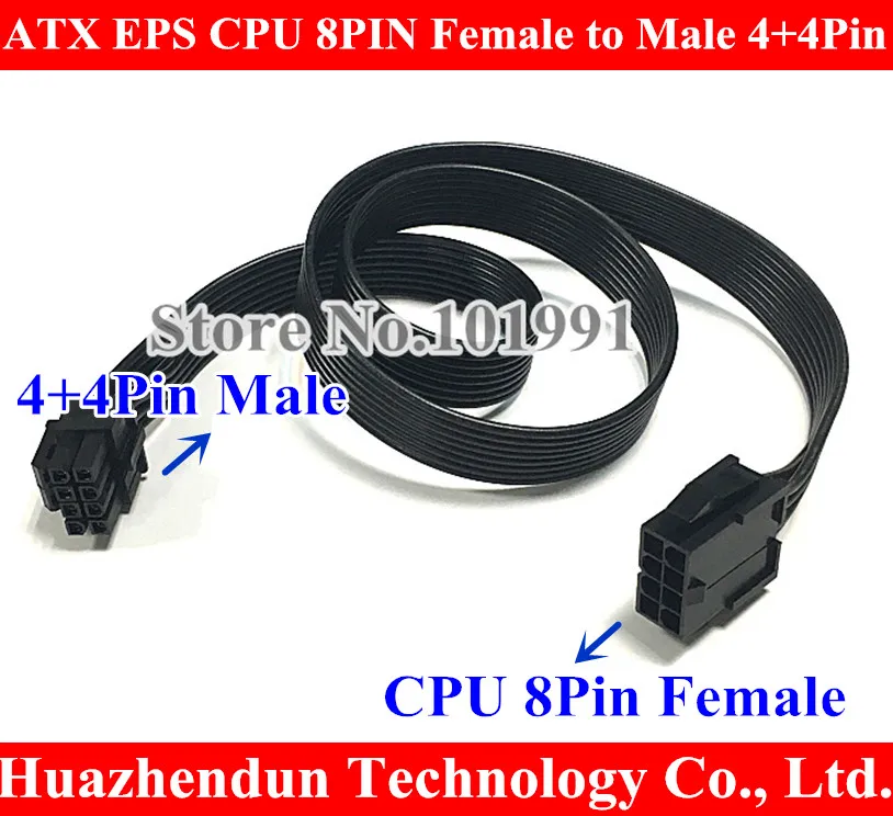 Send by DHL/EMS ATX EPS CPU 8PIN Female to Male 4+4Pin 18AWG PSU Extension Power Ribbon Cord / Cable wire 60CM 18AWG black color 8 inch computer molex 24 pin motherboard to atx eps psu power supply extension cable 24 pins internal power cord male to female