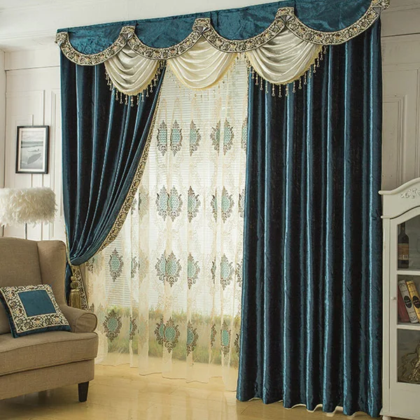Européenne solide velours épais rideau valance rideaux finis pour ... Européenne solide velours épais rideau valance rideaux finis pour ...