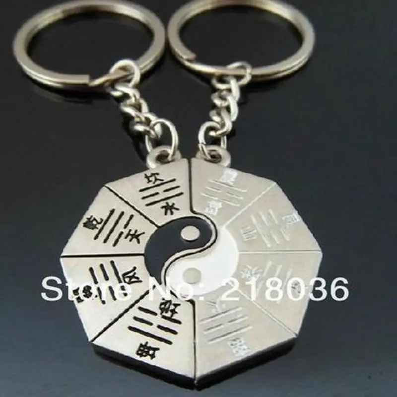 2pcs/Set Best Friends Couple Keychain Stitching Yin Yang Eight Diagrams Key Ring Jewelry BFF Chain Lovers Valentine Gift | Украшения и