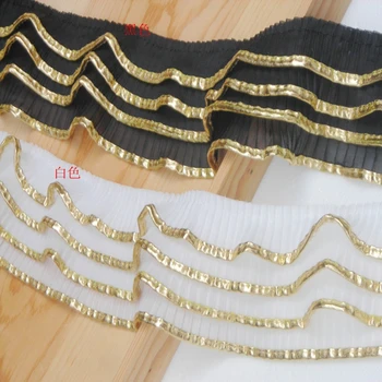 

Free shipping 7.5cm chiffon ruffle laciness children's clothing lace accessories 3Yad/lot