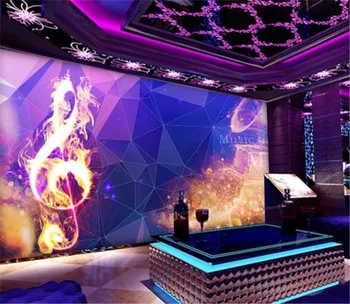 

Decor Mural Wallpaper Flame Musical Music Decoration Bar KTV HD Digital Print Wallpaper Advanced Moisture Atmosphere Wallpaper