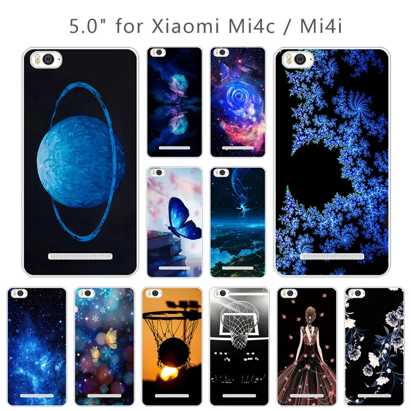 5 0 дюйма для Xiaomi Mi 4c задняя крышка 4i прозрачный ТПУ Синий чехол телефона Mi4C Мягкий