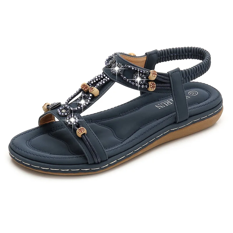 

Bohemia style woman shoes string bead platform shoes woman summer women sandals party fashion Flat Sandals
