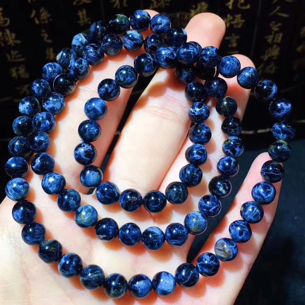 

Genuine Natural Blue Pietersite Chatoyant 6.8mm Man Women Power Gemstone Namibia 3 Laps Beads Bracelets Aaaaa Drop Shipping