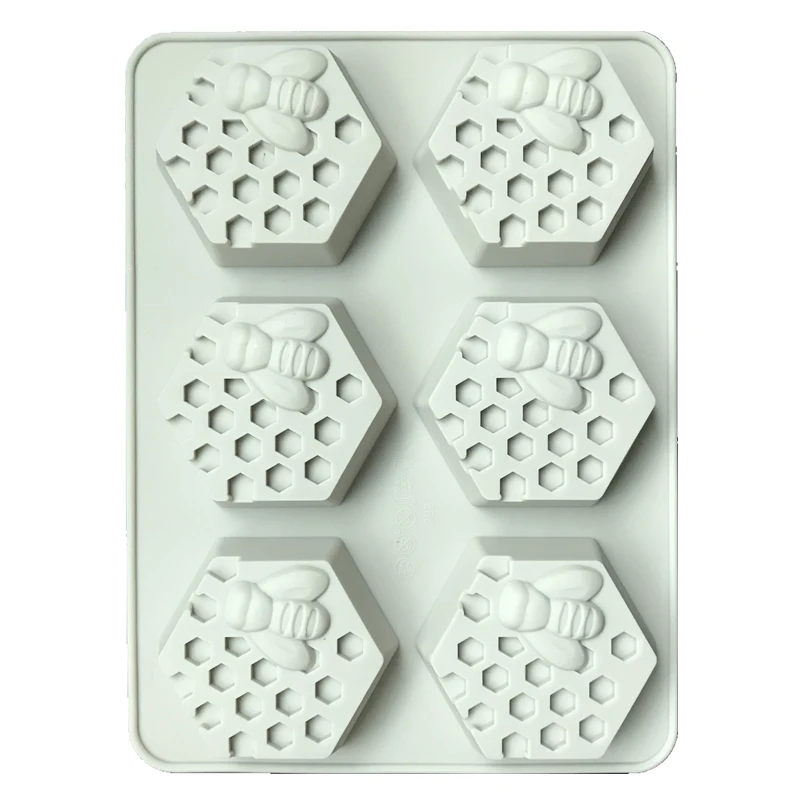 

New Creative 6 Holes Honey Bee Honeycomb Silicone Soap Mold DIY Handmade 3D Cake Mould Easy to Demolding Soap Making Craft k131
