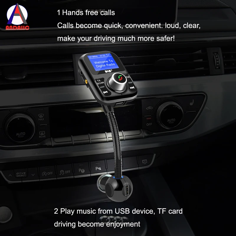  DAB receptor de radio dab + adaptador de convertidor FM USB antena coche manos libres Bluetooth