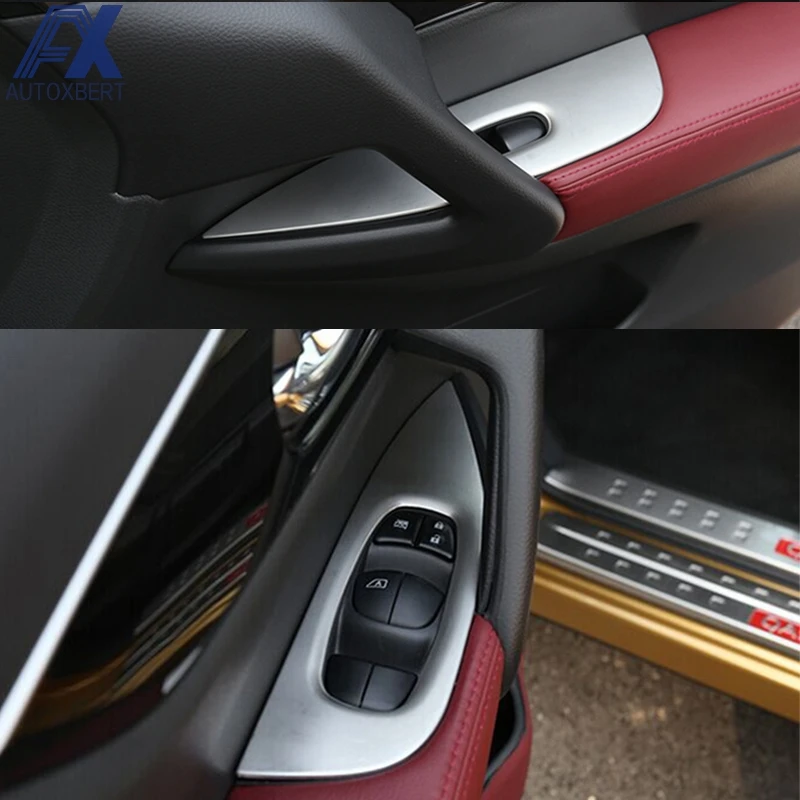 

AX Car Styling Chrome Door Window Switch Button Panel Cover Armrest Trim For Nissan Rogue Sport Qashqai J11 2014-2017 2018 2019