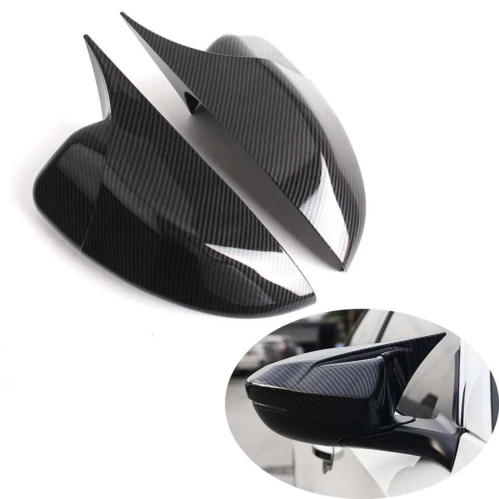 

New Horn Shape Carbon Fiber Style Rear View Side Mirror Cover For Accord ABS Rearview Caps For Honda Accord 2018 2pcs/set