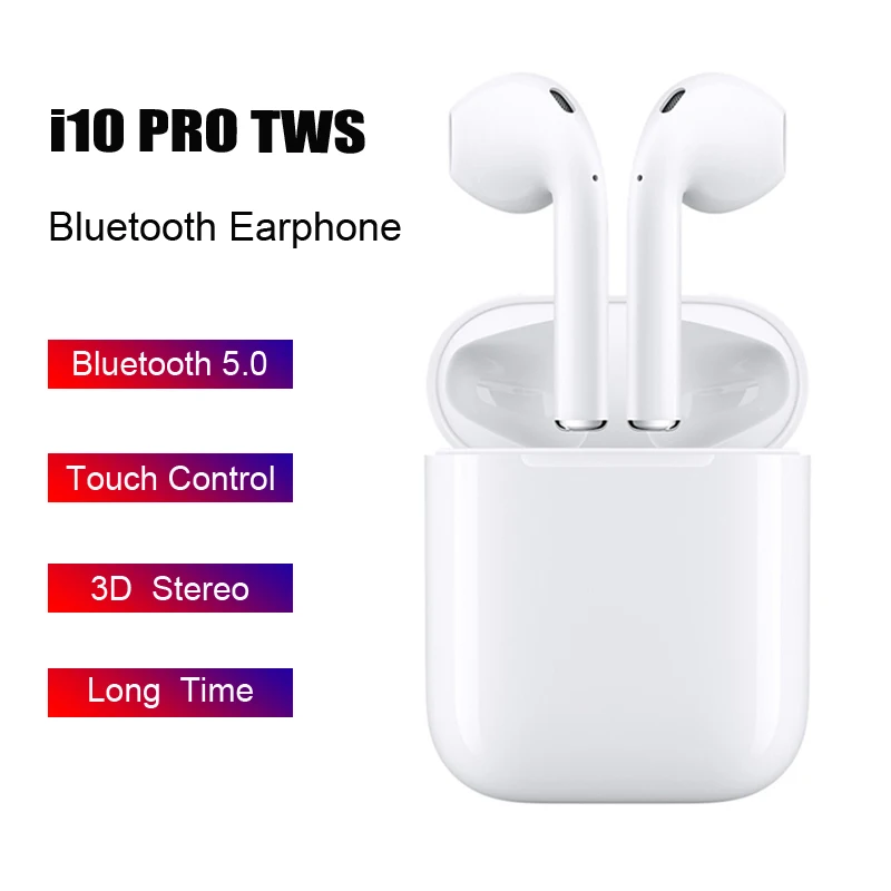 

I10 Pro TWS Wireless Bluetooth 5.0 Earphones Touch Control 3D Stereo Earbuds for Iphone Samsung Huawei Xiaomi