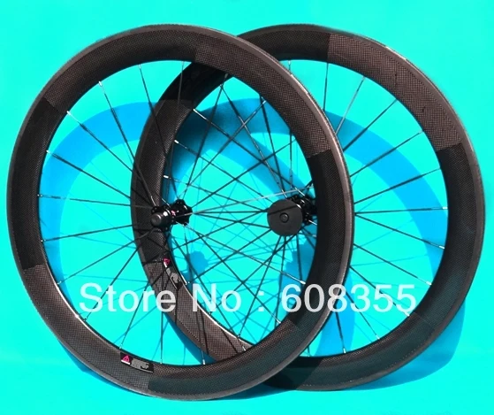 

Full Carbon 3K ( Glossy ) Road Bike Tubular Wheelset - 60mm wheel rim