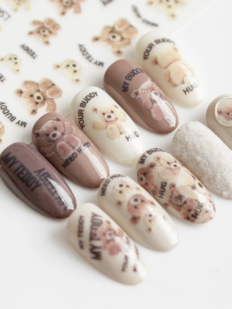 

Nail big coffee Small Bear Colorful Sticker Block Colorful Nail Sticker Watermark Decorative Nail Ornaments