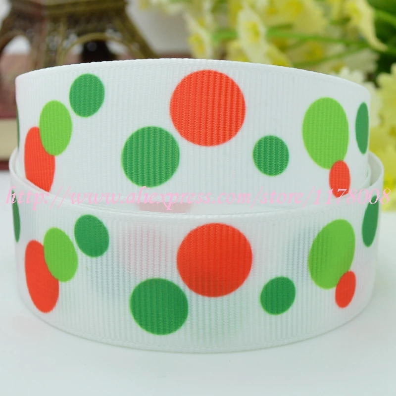 DUWES 7/8 &quot22 мм рождественские Гринч точки красный Лайм зеленый Печатный grosgrain