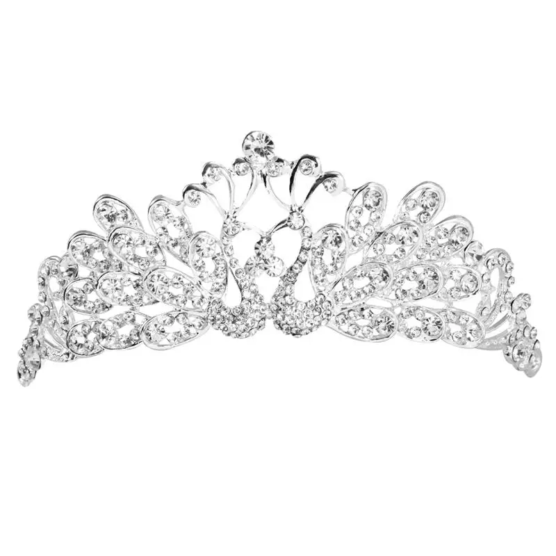 Wedding Bridal Tiara Peafowl and Peacock Design Crystal Rhinestones
