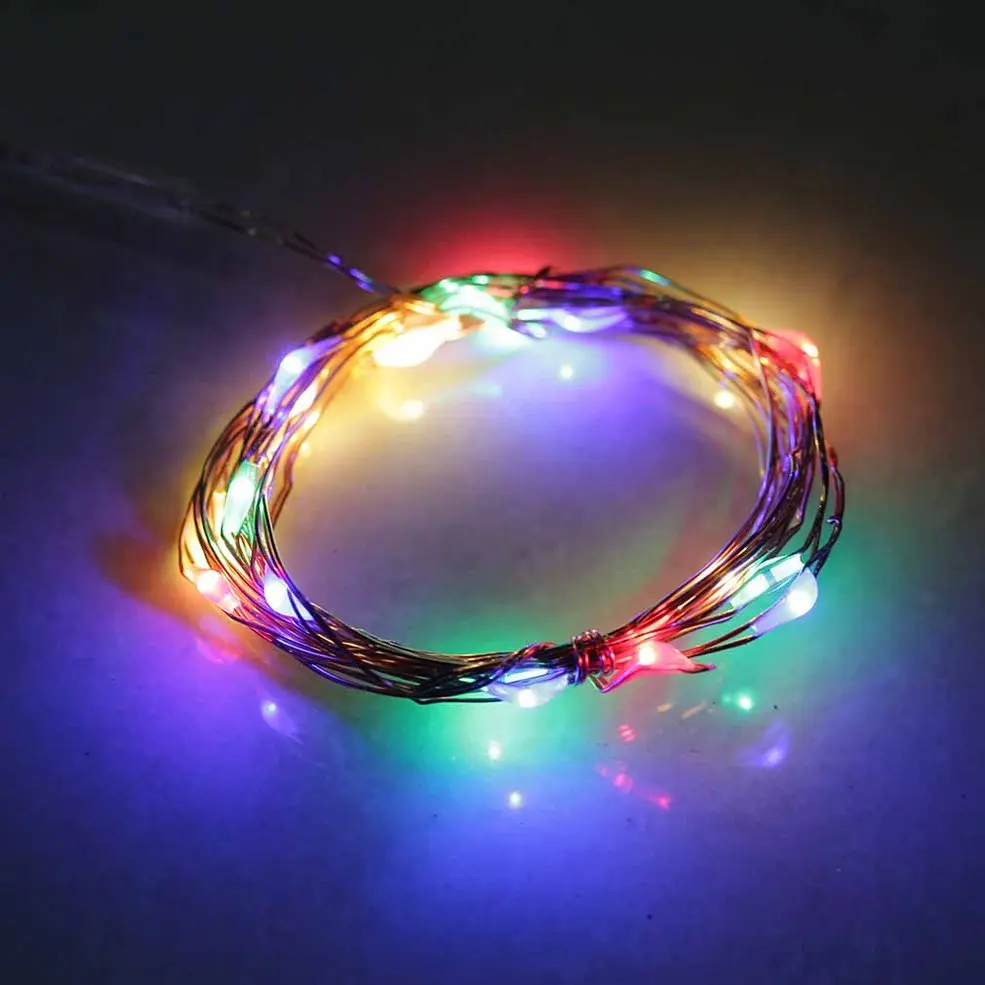 

10 pcs 2M 20LED Copper Wire Xmas Wedding String Fairy Light Lamp Battery Operated Color light