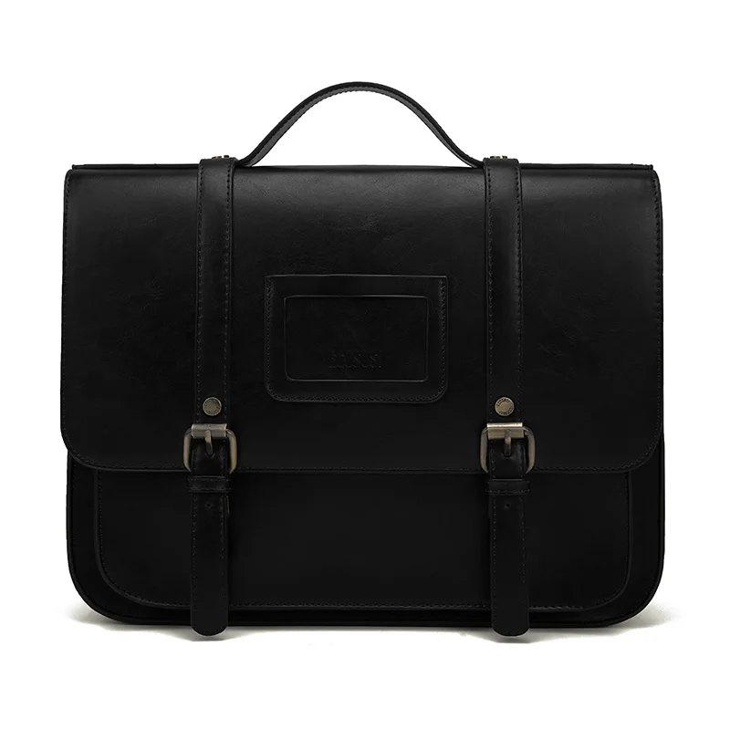 ECOSUSI 13 'сумка для женщин pu кожаная сумка с пряжкой женский ретро портфель винтажная сумка через плечо из искусственной кожи сумка-портфель - Цвет: black