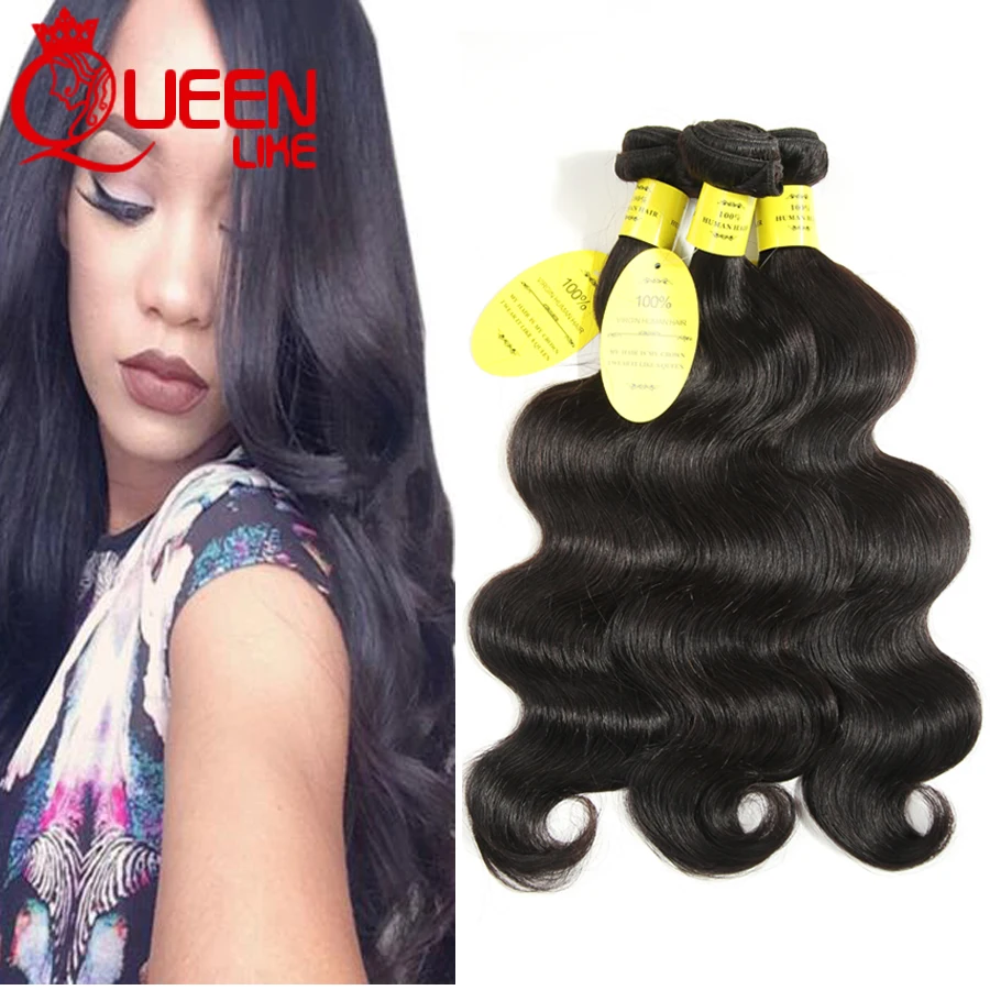 

Hair Weave 8A Peruvian Virgin Hair Body Wave 4pcs Queenlike Human Hair Extensions Unprocessed Virgin Peruvian Body Wave Wavy #1B