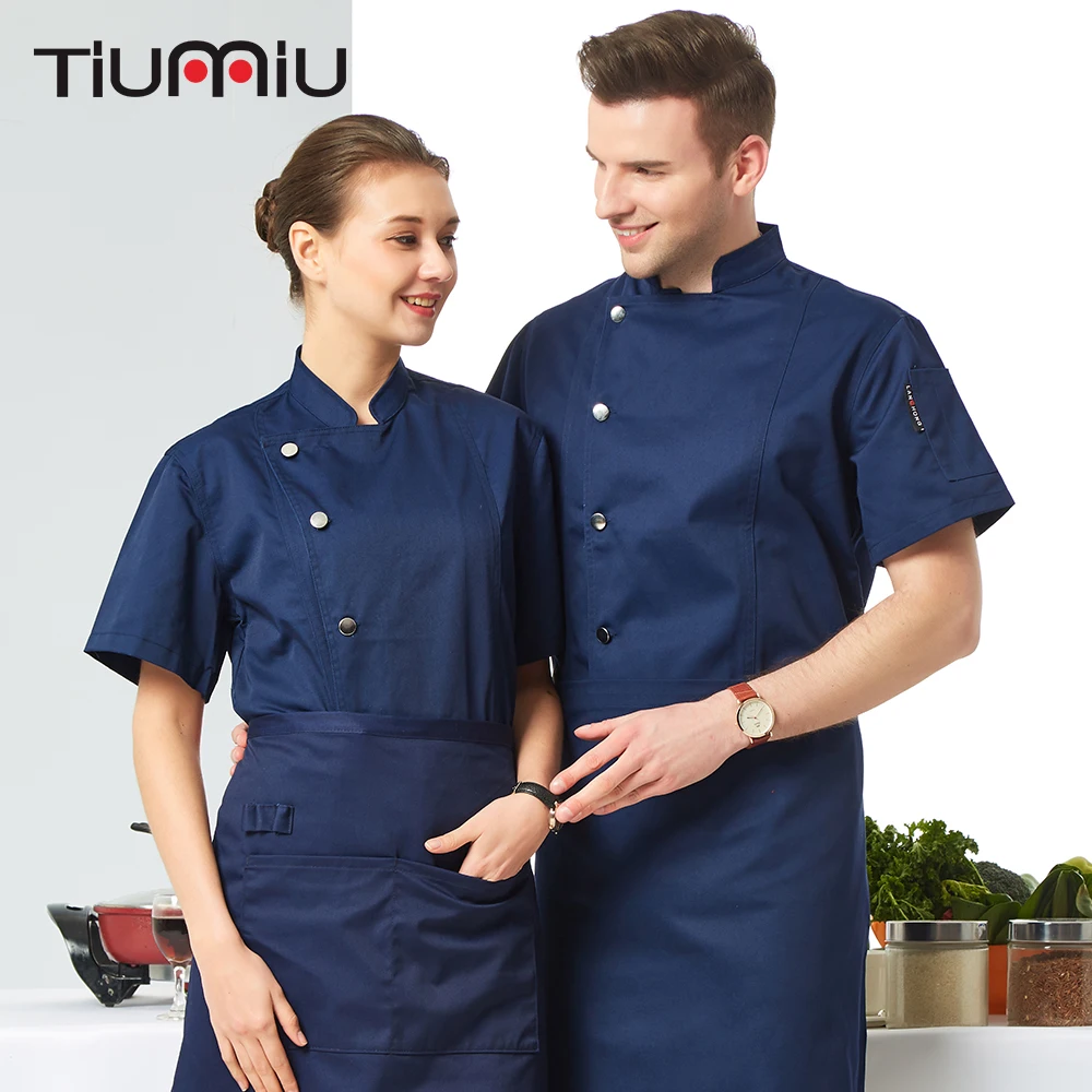 

Wholesale Summer Chef Jacket Kitchen Restaurant Uniform Unisex Cook Shirt Men Women Work Clothes Canteen Waiter Waitress