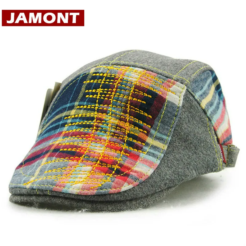 [JAMONT] Теплая осенне-зимняя шапка детские кепки козырьки мальчики шерстяной берет Детская кепка Кепка с металлической буквой джентльменский стильный