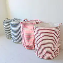 Ретро в полоску большой бельем раза водонепроницаемый одежды Корзины для хранения Домашняя одежда баррель Сумки детские игрушки бочки для хранения