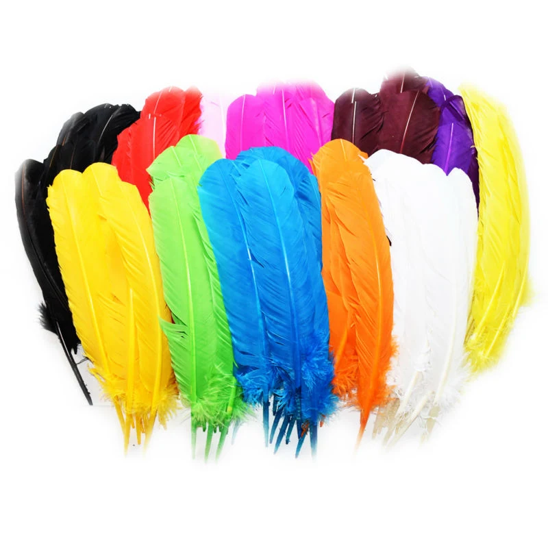 Распродажа, 12 шт./лот, разноцветные крашеные свободные гусиные перья, сделай сам, вечерние букеты, украшения для свадьбы, индийский головной убор, перья IF001 - Цвет: Mashup