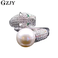GZJY Модные кольца с инкрустацией тигра, кубическим цирконием и жемчугом, кольца для женщин, кольцо из белого золота, K02-3