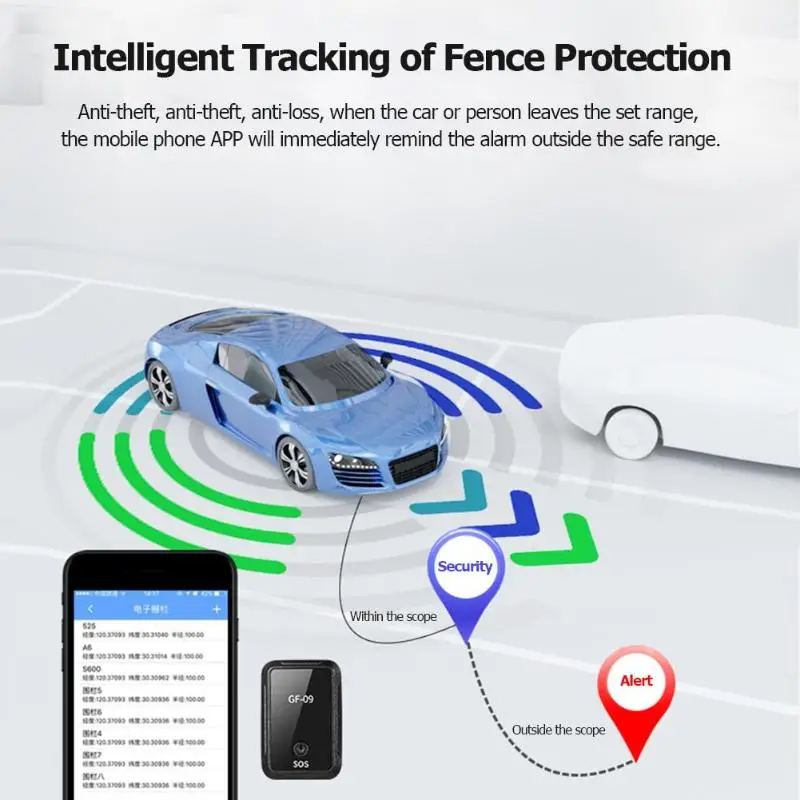 GF-09 магнитный мини автомобильный gps трекер WiFi+ LBS+ gps локатор Голосовое управление 350 мАч отслеживание реального времени анти-охранная сигнализация