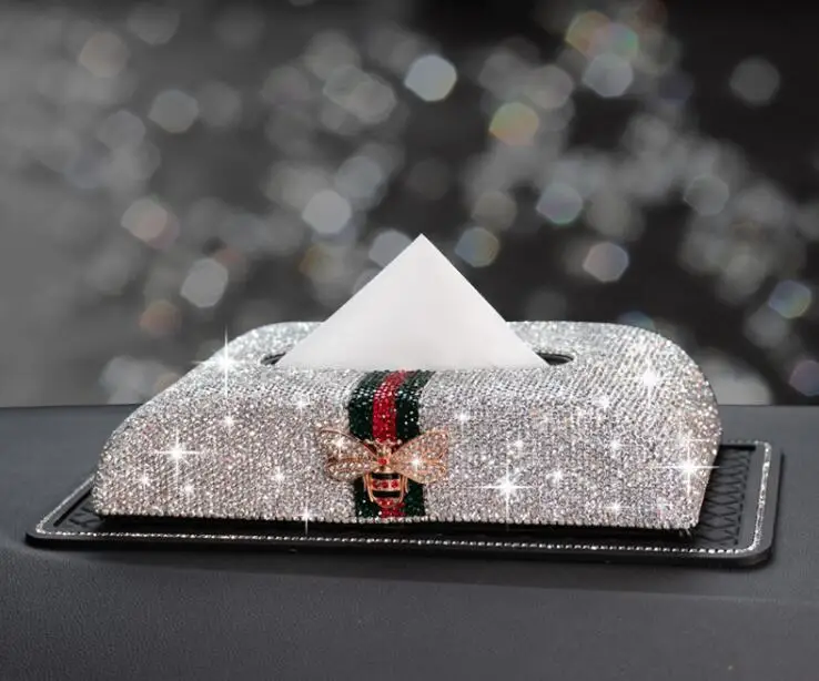 

Butterfly decortive inlaid diamond leather car tissue box car tissue holder napkin holders paper napkin holder PZJH047