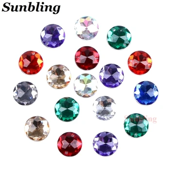 

Sunbling 50pcs/lot 10*10mm Round Shape Crystal Rhinestone 2 Holes Sliver Flatback Acrylic Jewelry For Wedding Clothes Decoration