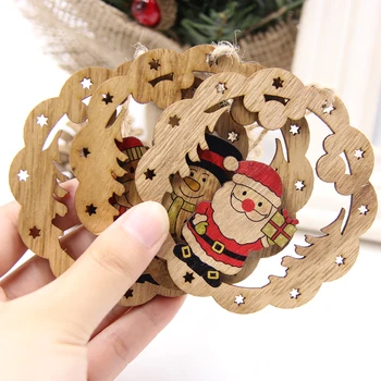 

3PCS Creative Christmas Wooden Pendants Ornaments DIY Wood Crafts For Christmas Party Xmas Tree Ornament Home Decorations Gift