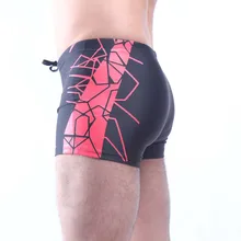 VBCYOTC Для Мужчин's Плавание костюм шорты красный полосатый принт пляжные resort Плавание ming Высококачественный нейлон плавки Stitchin плавки