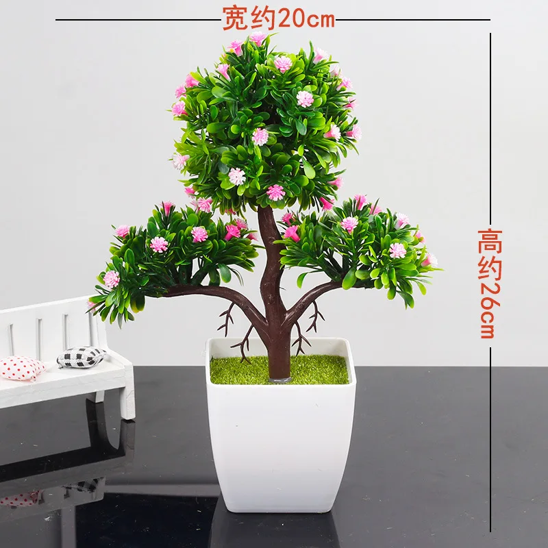 Desktop Ornament Simulation Bonsai Fake Potted Artificial Flower Plastic Plant 
