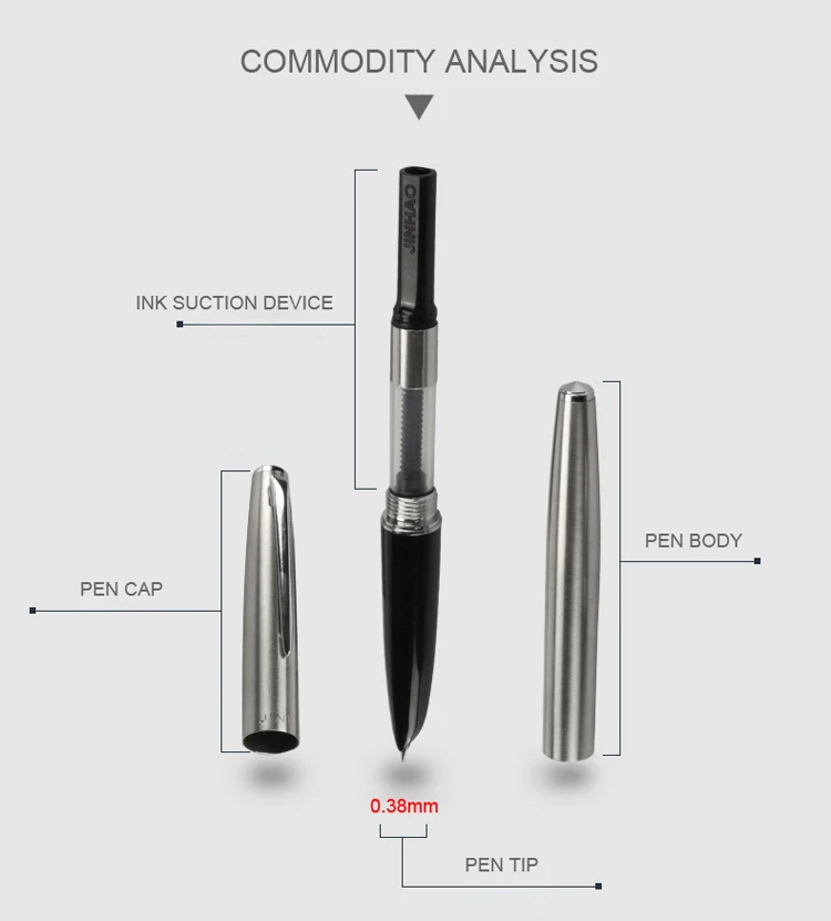 Financial Tip 0,38 мм чрезвычайно тонкая авторучка из нержавеющей стали классические чернила для тела ручки подарок студент, школа, офис канцелярские принадлежности
