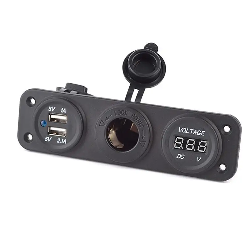 Универсальный 12 В-24 В Авто Лодка Караван прикуривателя Dual USB Порты и разъёмы Мощность адаптер выход с светодиодный цифровой вольтметр